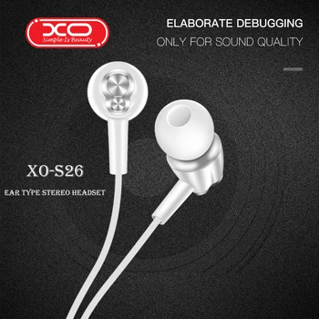

XO S26 3.5mm Wired Earphones Stereo Music Sports Pure Bass Headset 1-Button Remote Hands-free Call with Mic for Smartphones