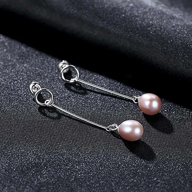 Jellystory, серебро 925, ювелирные изделия, длинные серьги, натуральный пресноводный жемчуг, висячие серьги для женщин, модное, в форме груши, серьги-гвоздики, подарок на свадьбу - Цвет камня: JS-YME311PP