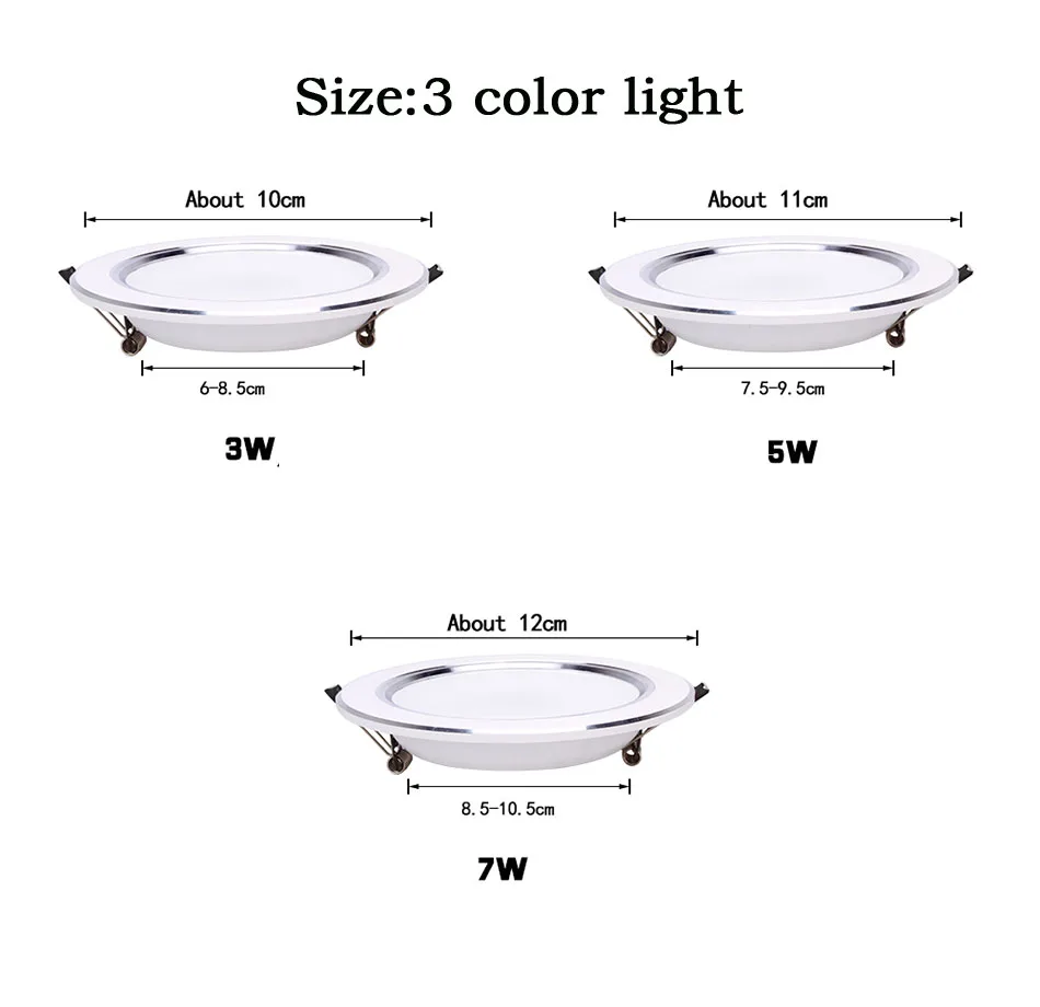 Ultra Bright Round LED Downlight 3W 5W 7W 9W 12W 15W 18W Aluminum AC110V 220V LED Down Light Ceiling Recessed Spot Light