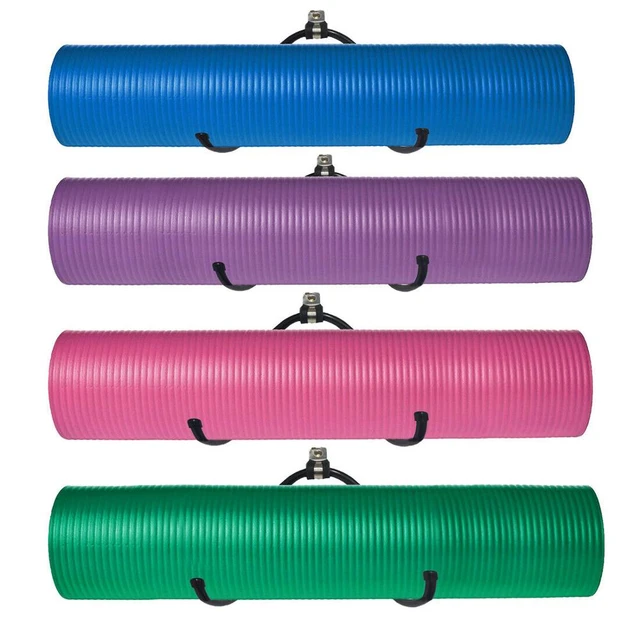 4 Wall Mount Yoga Mat Foam Roller & Towel Rack Holder for Fitness