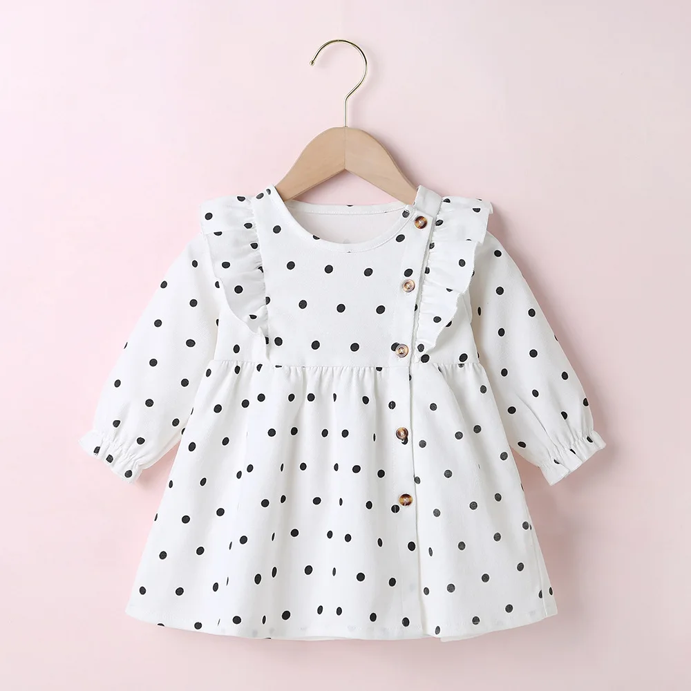 

Kids Clothes Autumn Winter Dress 2020 Designer for Children Christmas Dress for Girls Children's Clothing White Dot Dresses