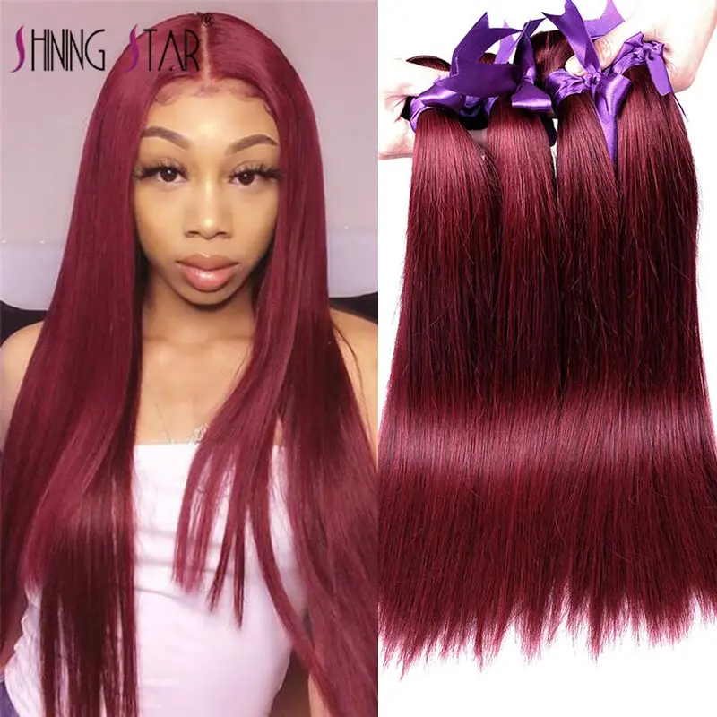 Burgundy Straight Hair 3 Bundles With Closure Red Peruvian Hair Weave  Bundles With Closure Hair Extension Shining Star Remy Hair - AliExpress Hair  Extensions & Wigs