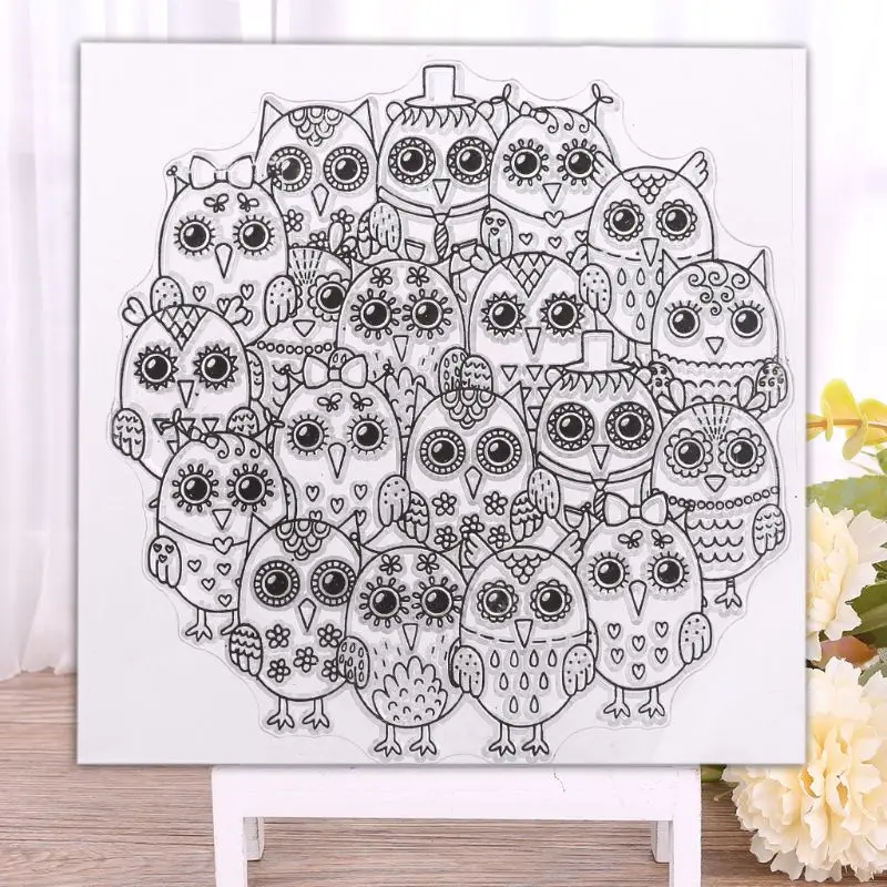 

Owls Silicone Clear Seal Stamp DIY Scrapbooking Embossing Photo Album Decorative 634E