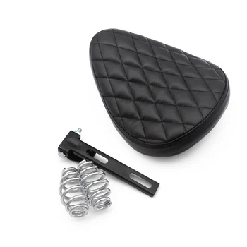 

Motorcycle Retro Black Leather Old School Solo Seat+3" Spring Swivel Bracket for Harley Custom Chopper Bobber Saddle Seat