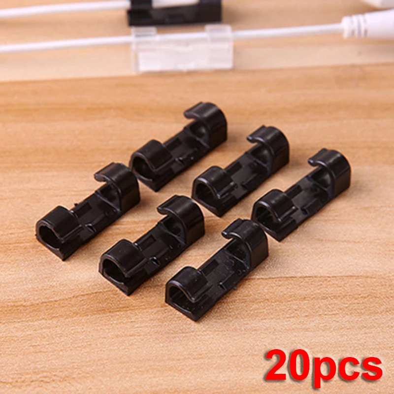 20 piezas Cable autoadhesivo organizador línea Clip Clips de hebilla abrazadera mesa de pared fijador soporte de fijación datos teléfono enrollador de línea ► Foto 2/6