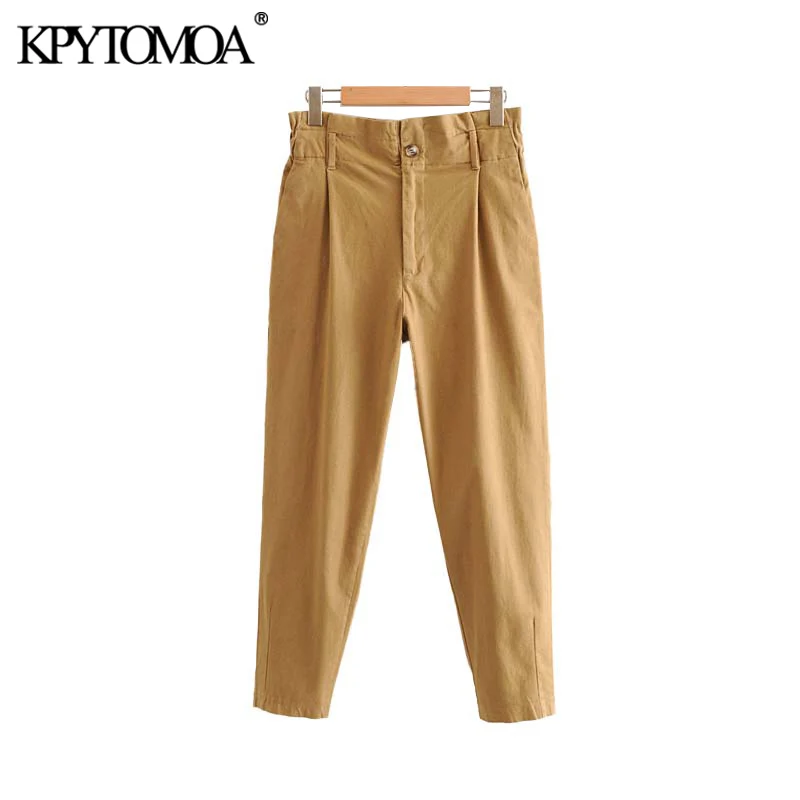 Vintage Stylish High Waisted Pockets Harem Pants Women 2020 Fashion Elastic Paperbag Waist Zipper Fly Female Trousers Pantalones Vintage Stylish High Waisted Pockets Harem Pants Women 2020 Fashion Elastic Paperbag Waist Zipper Fly Female Trousers Pantalones