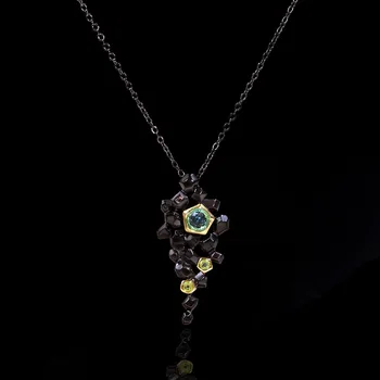 

NPKDS Italian Jewelry Exquisite Emerald Flower Pendant Necklace for Women Retro Black Gold Choker Short Necklace Charms