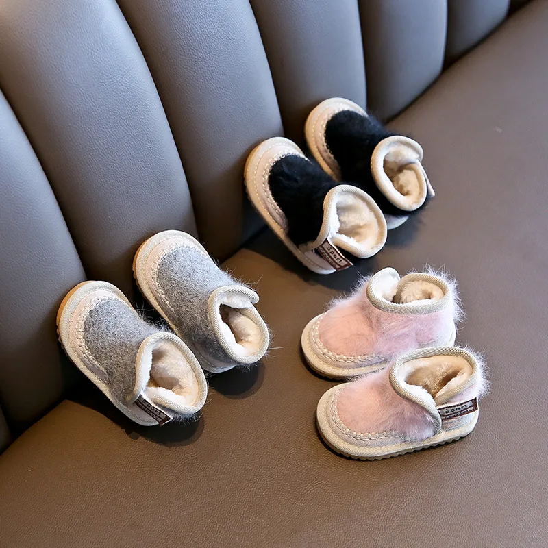 

2019 Winter Infant Toddler Snow Boots Baby Girls Boys Plush Boots Non-slip Soft Bottom Warm Outdoor Boots Kids Cotton Shoes