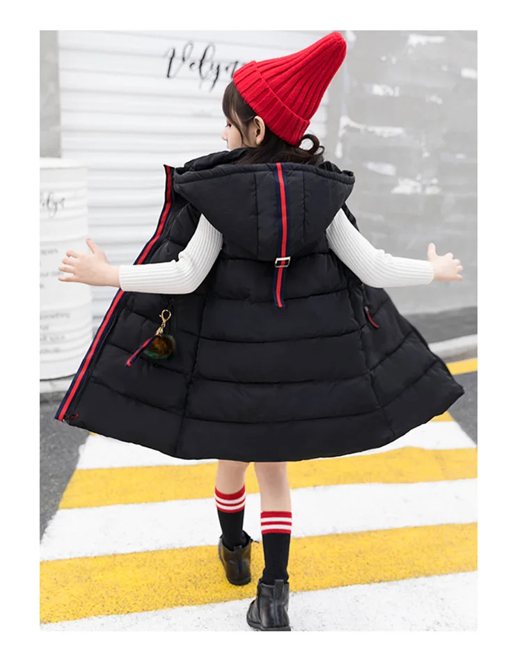 Kids Clothes Girls Vest Hooded Sleeveless Outerwear Winter Warm Children Solid Coats Vest Patchwork Cotton-padded Waistcoat
