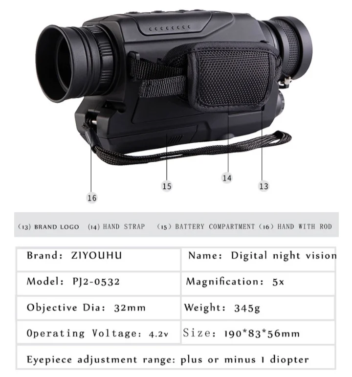 PJZ532 HD разрешение монокуляр ночного видения инструмент может делать фотографии и видео день и ночь инфракрасный телескоп для охоты