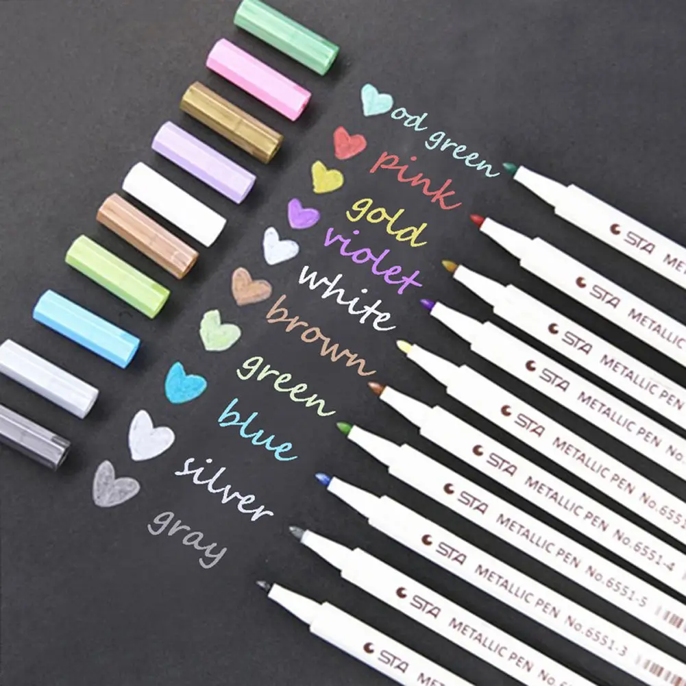 STA Fineliner Metallic Marker Pen pen marker color marker pens markers pen marker pens marker pen art marker pens felt tip markers metallic markers pens felt markers colored pens art markers 10 Colors Liner Felt-tip Pens Brush List Diary For Drawing School Stationery Art Supplies
