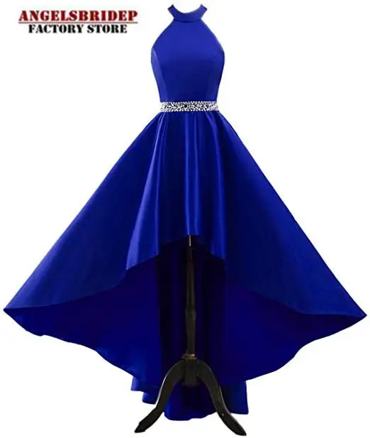 Angelsbridep High-Neck Evening Dresses Gala Gowns Robes De Soiree Sexy Natural Waist Satin Formal Prom Party Pageant | Свадьбы и
