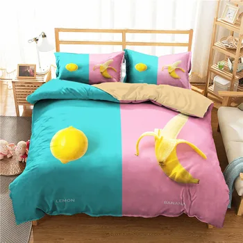 

Explosion 3d fruit lemon strawberry watermelon series three-piece bed