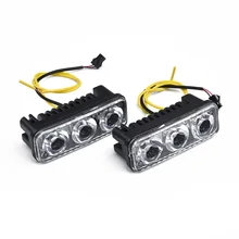 Accessoires de feux de jour, lampe de voiture, blanc + ambre, 3 LED, pièces