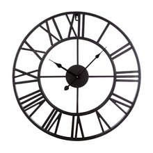 Reloj de pared de Metal de 47CM Reloj de pared colgante Vintage de hierro silencioso reloj decorativo de números romanos para sala de estar, dormitorio, cocina, Offi