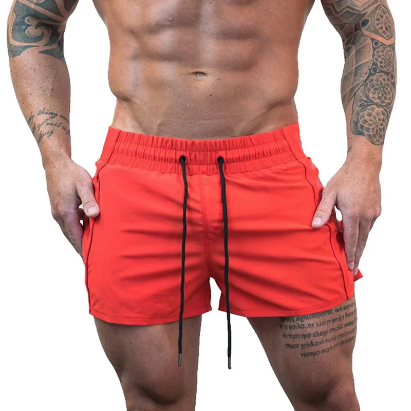 SHUJIN, мужские шорты для фитнеса бодибилдинга, мужские повседневные спортивные шорты для тренировок, дышащая сетка, быстросохнущая спортивная одежда, пляжные шорты - Цвет: orange