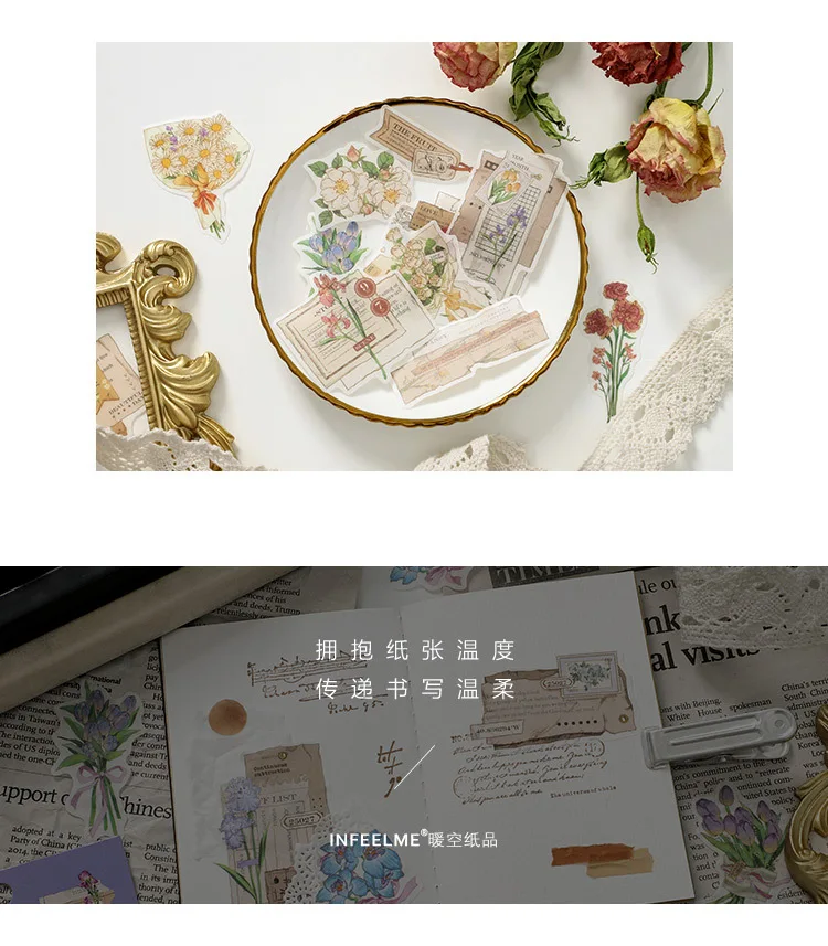 30pcs/1lot kawaii Stationery Sticker Vintage Flower affair Diary Planner junk journal Decorative Scrapbooking DIY Craft Sticker