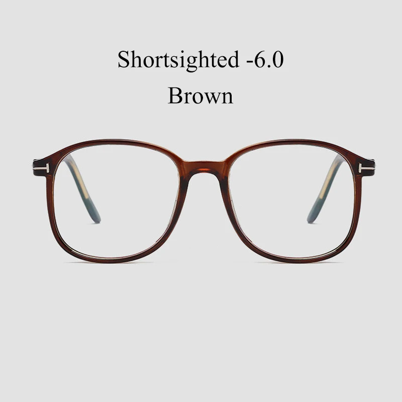IBOODE для женщин и мужчин готовые очки для близорукости женские мужские круглые близорукие очки для близоруких очки унисекс - Цвет оправы: Brown Myopia 6.0