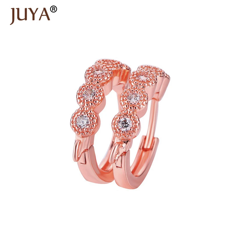 rose gold Сделай Сам, фурнитура для сережек, медный циркон, Круглый обруч, крючки для сережек, аксессуары для сережек ручной работы - Цвет: rose gold
