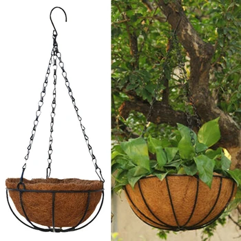 

Hanging Flower Pot Planter Basket Coconut Liner Indoor Outdoor Hanger Round Home Garden Supplies