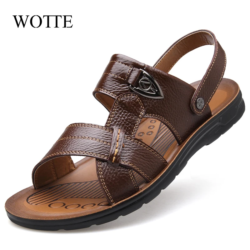 Мужские сандалии из натуральной кожи Летняя классическая мужская обувь Тапочки