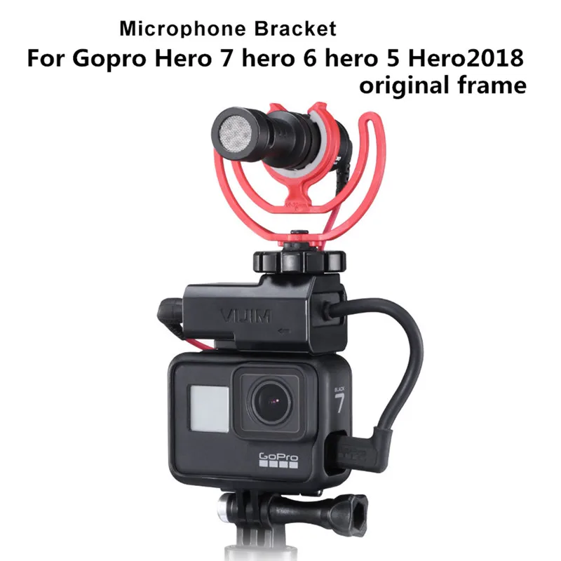 Быстросъемный держатель микрофона адаптер крепление для GoPro 3,5 мм микрофонный адаптер для экшн-Камеры Gopro Hero 7/6/5 оригинальным стеклянным корпусом крепления