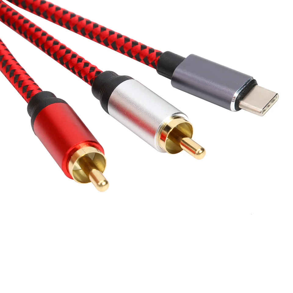 Câble 2 RCA Mâle Vers USB C Mâle Audio Stéréo Adaptateur, 1m Cable