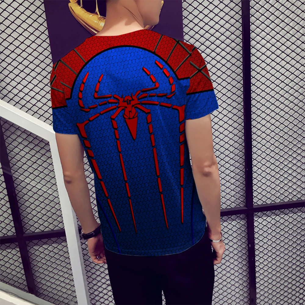 Супергерой Футболка мужская короткий рукав лето 3D принт Marvel Человек-паук футболка s Плюс Размер повседневные мужские футболки забавная футболка