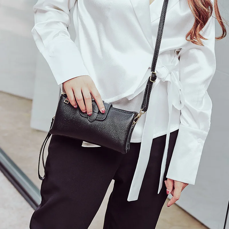 

2019 New Style Genuine Leather WOMEN'S Handbag Korean-style Simple Cowhide Clutch Motorcycle Bag Shoulder Bag WOMEN'S Bag