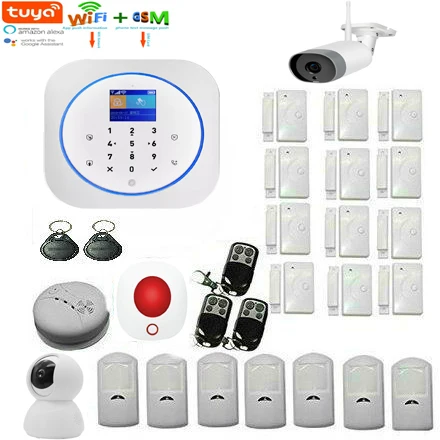 

SmartYIBA Tuya APP WIFI GSM SMS Home Apartment Securit Alarm System RFID Arm Disarm Wireless Siren PIR Sensor Remote Control