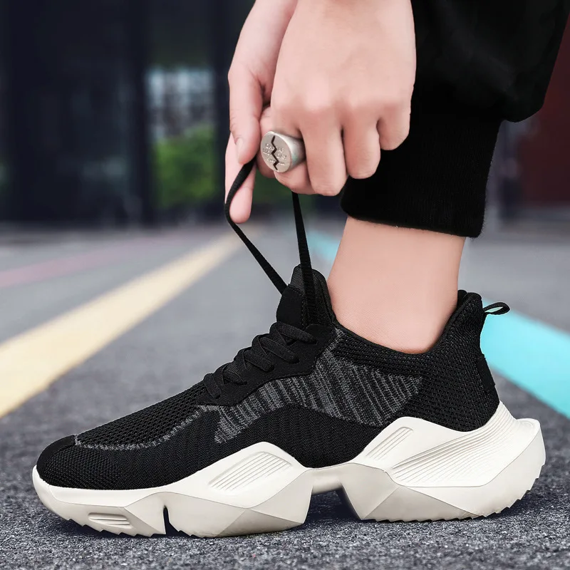 

Trendy Shoes 45 Autumn Students Versatile Fly Woven Sports Footwear Korean-style Trend Light MEN'S SHOES Sub-Men's Breathable ME