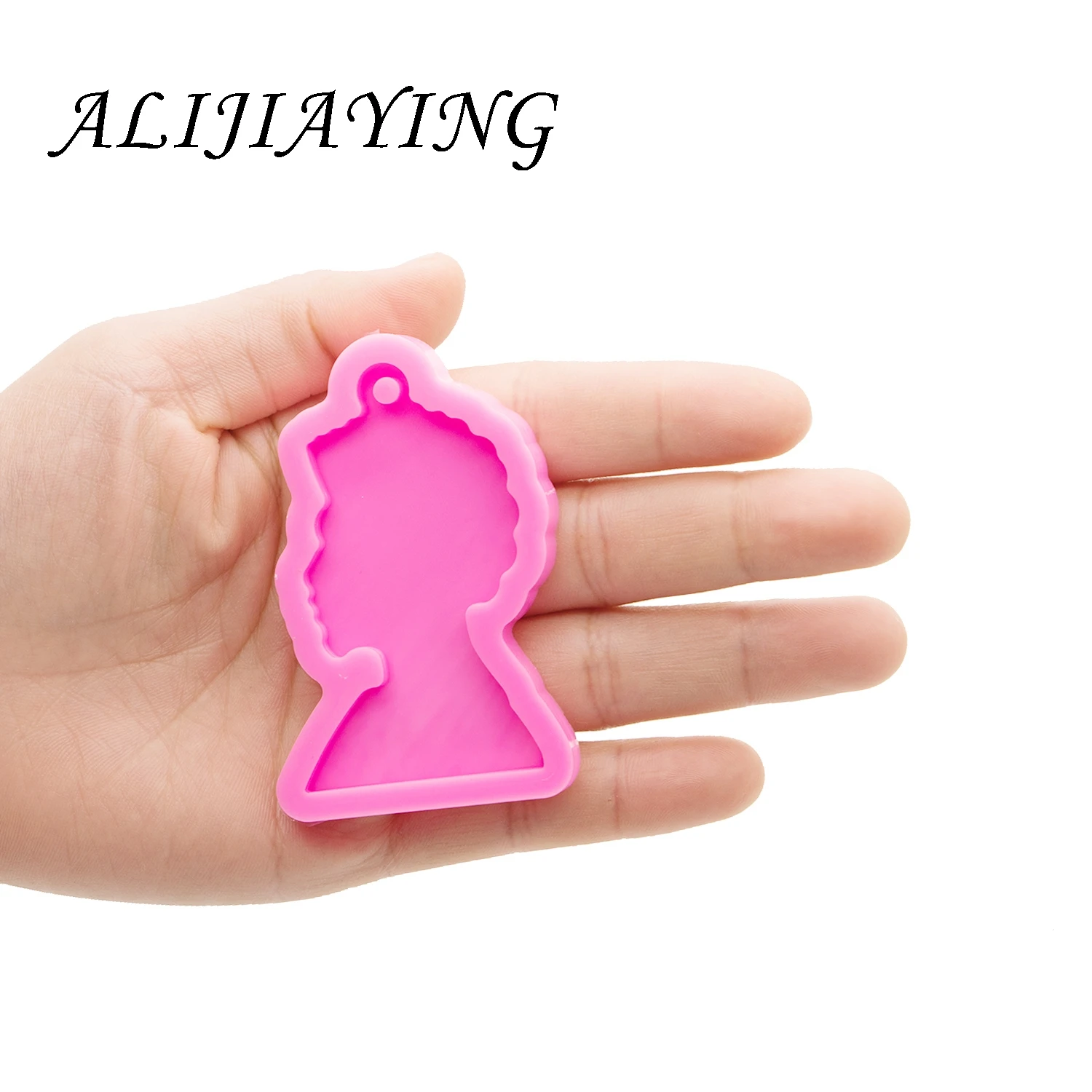 Shiny Silikon Afro Form Abzeichen Reel für Schmuck-Mädchen Harz Crafting Keychain Form mit Epoxy-Form Harz Handwerk DY0798 – Detail 13