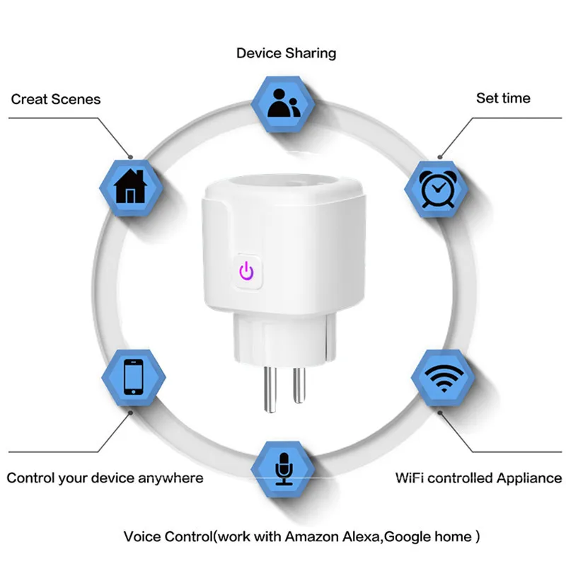 Умная розетка с Wi Fi 16 А поддержкой Alexa и Google Assistant|Автоматизация зданий| |