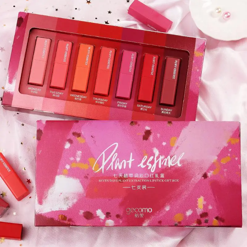 

Водостойкая мини-помада, 7 дней, цветная коробка долговечного цвета, 1 день, 1 цвет, макияж, День Святого Валентина, подарок на день красоты KH9