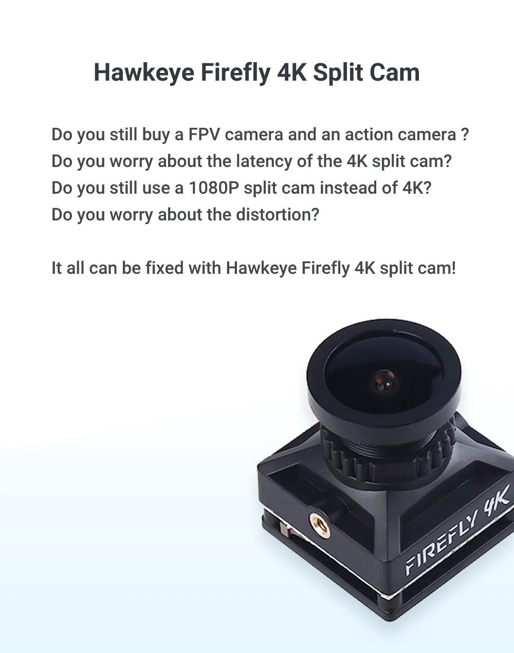 Hawkeye Firefly Сплит 4K 160 градусов HD Запись DVR Мини FPV камера WDR одноплатный Встроенный микрофон задержки для радиоуправляемого дрона 20% off