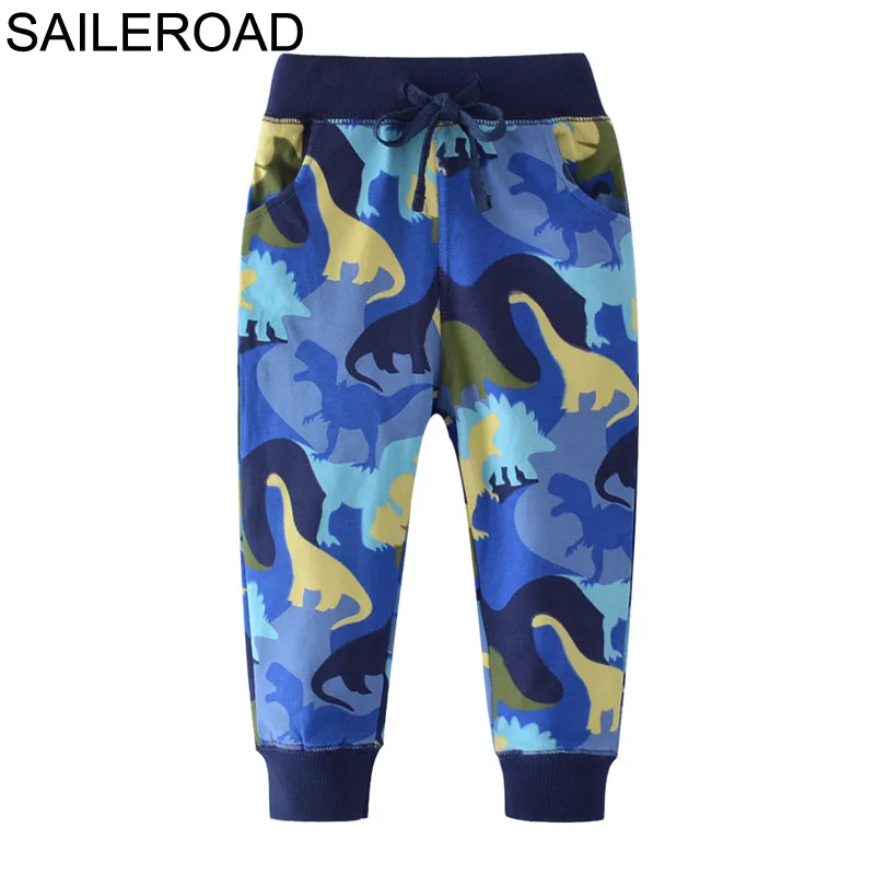 SAILEROAD/осенние штаны с динозавром из мультфильма для мальчиков теплые хлопковые штаны для мальчиков от 2 до 7 лет, детские брюки спортивные штаны для малышей - Цвет: 7059 same picture