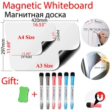 Bloc notes magnétique pour tableau blanc, 2 pièces, Menu, réfrigérateur, Plan, effaçable à sec, calendrier, cuisine, planificateur hebdomadaire, Message, format A3 + A4