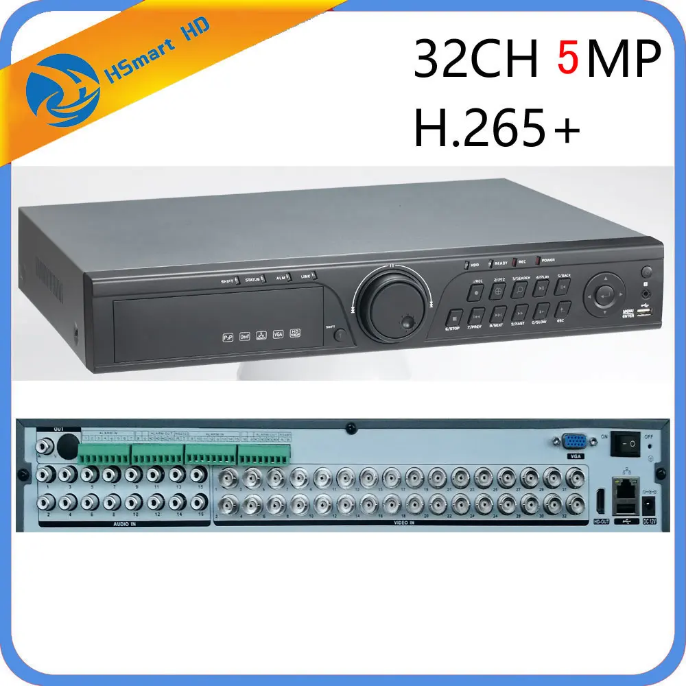 CCTV 32CH 5MP 32 Channel AHD DVR H.265 CVI TVI NVR 1080P HDMI VIDEO Support Analog AHD IP Camera 16CH Audio Input Hybrid HD DVR