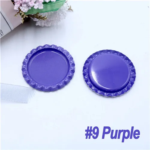 9-Purple 200 шт./лот, 24 цвета, внутри, 1 дюйм, плоская Бутылочная крышка для поделок, аксессуары для поделок, банты для волос, имитация металла, пивные бутылочки - Цвет: 9-Purple