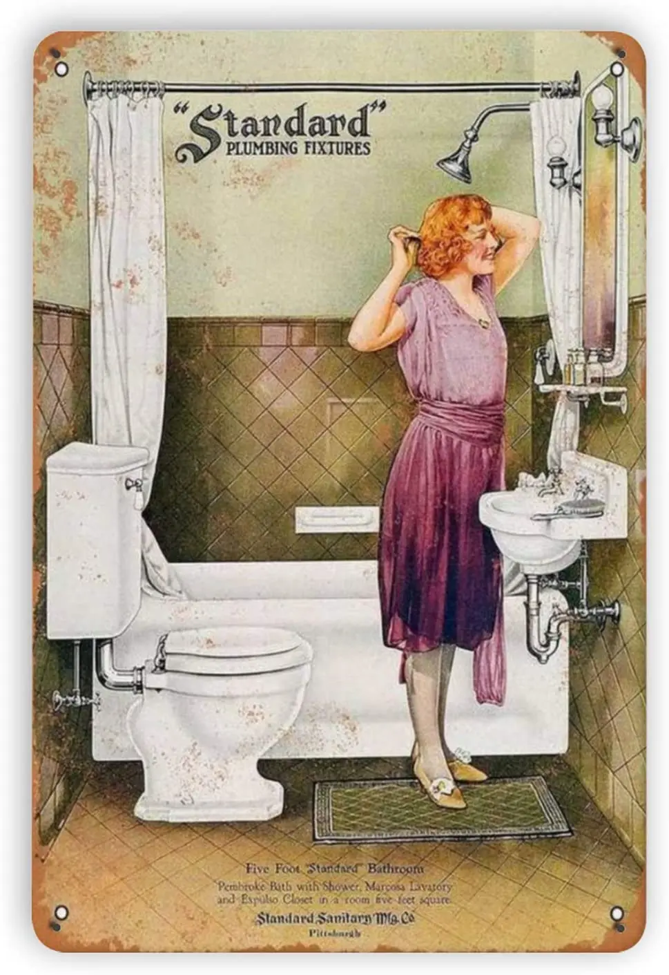 

Ovonetune Standard Plumbing Bathroom Vintage Metal Tin Signs, Retro Art Tin Sign Decorations Plaque fo Bars Club Cafe Home