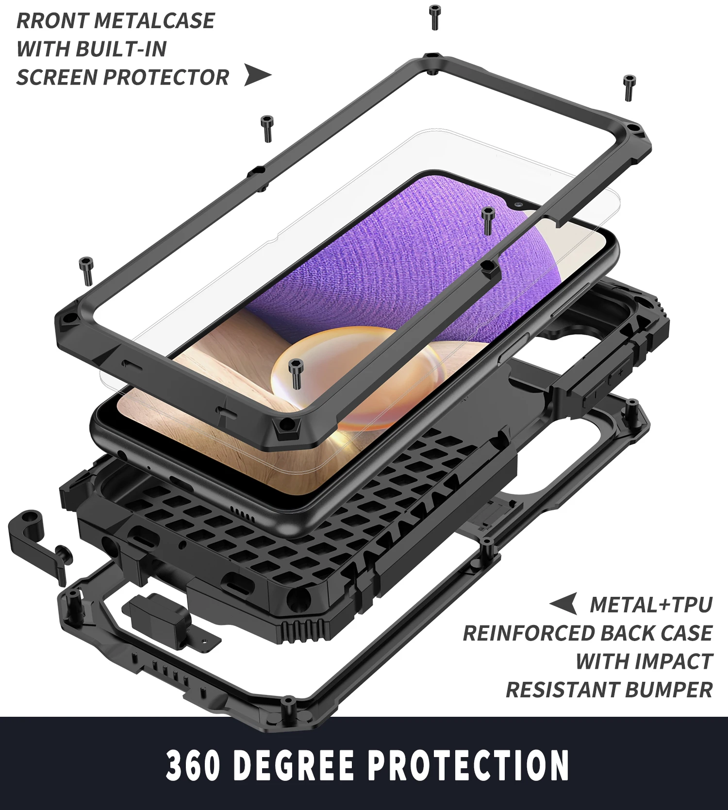 360 Full Protection Powerful Case For Samsung Galaxy A34 5G Case Metal  Armor Shock Dirt Proof Phone Cases Protective Cover Funda - AliExpress