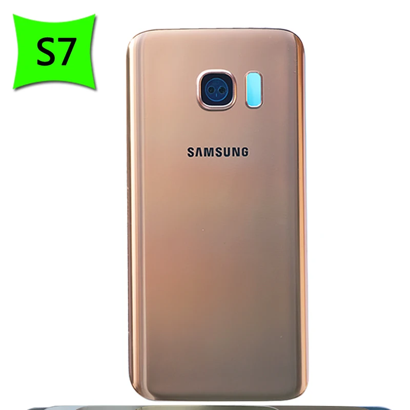 Чехол для аккумулятора S7 для samsung Galaxy S7 G930F/S7 edge G935F задняя крышка Задняя стеклянная дверная панель Корпус чехол - Цвет: S7 Pink with Lens