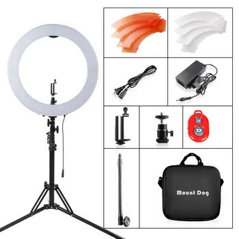 

18" Photography Dimmable LED Selfie Ring Light Youtube Video Live 3200-5600k Photo Studio Light With Phone Holder EU Plug Tripod