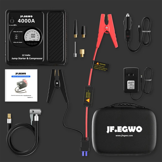 JFEGWO F60 Booster Batterie Voiture, 6000A 32000mah Démarreur de