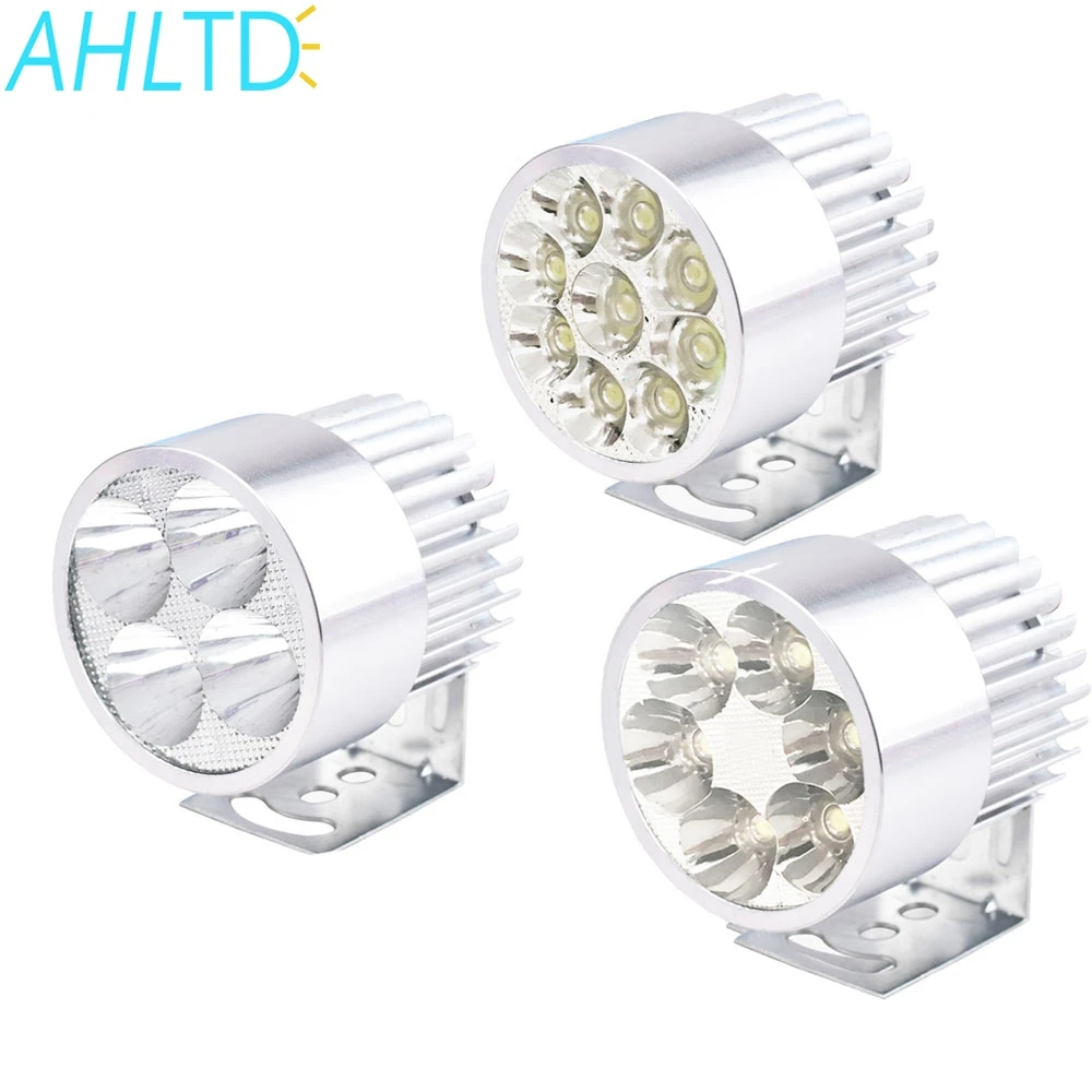 

1X Motorcycle LED Headlight 12V-90V 4/6/9 LEDs Electric bicycle battery car Motorbike Waterproof Fog Lights External Rogue Lamp