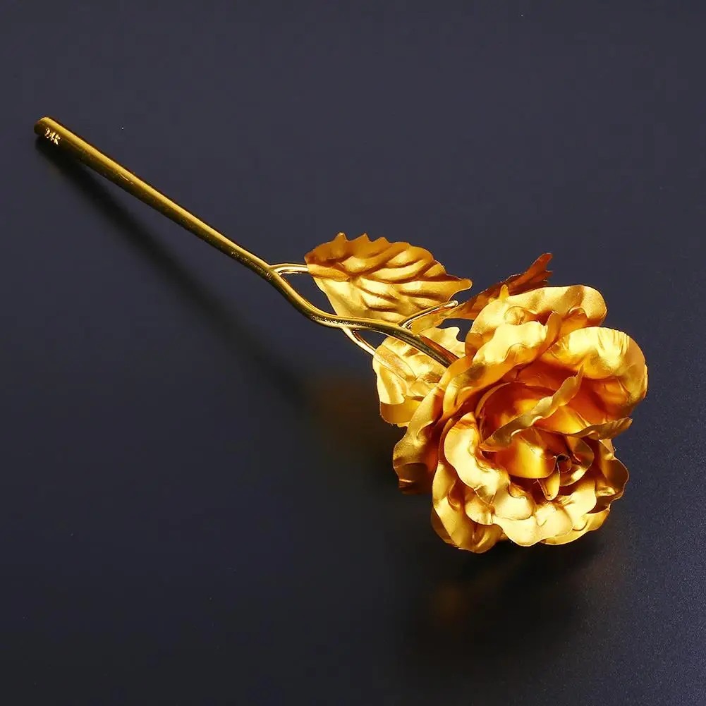 Gold Foil Plated Rose Flowers Goldplated Artificial Flower Golden Violet 24K Without Box Romantic