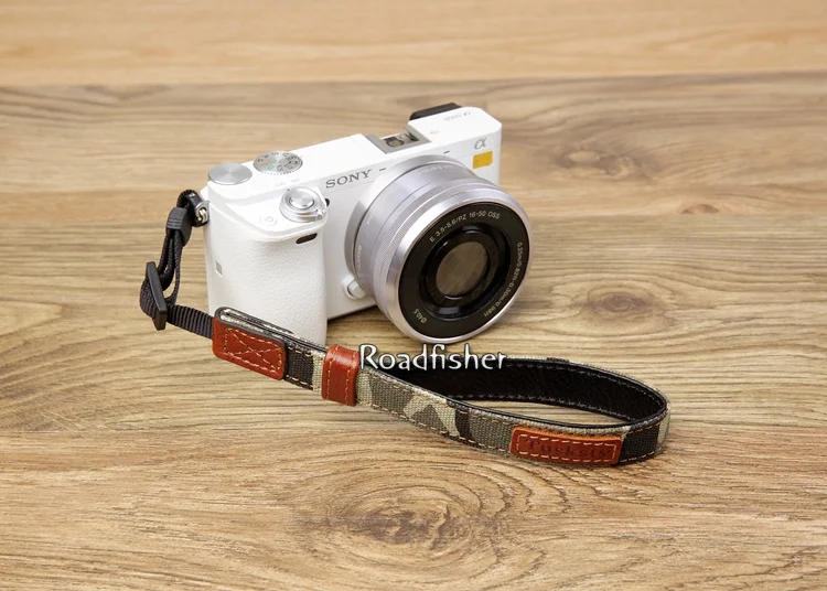 Камуфляжный холщовый + кожаный ремешок Roadfisher для камеры Canon Nikon Sony A6300 A6500 A6000 A5100 A7RM3