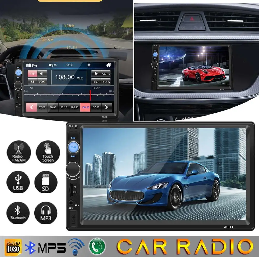Автомагнитола Bluetooth MP5 плеер 2 din Автомобильный мультимедийный плеер 7 дюймов сенсорный экран автомобильный MP5 плеер подключен к камере