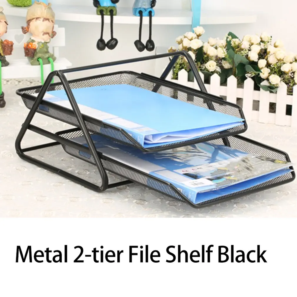 

Office Supplies Barbed Wire Metal Two-Layer File Holder Data Tray File Tray Anti-Rust Magazine Bar Office File Storage Rack