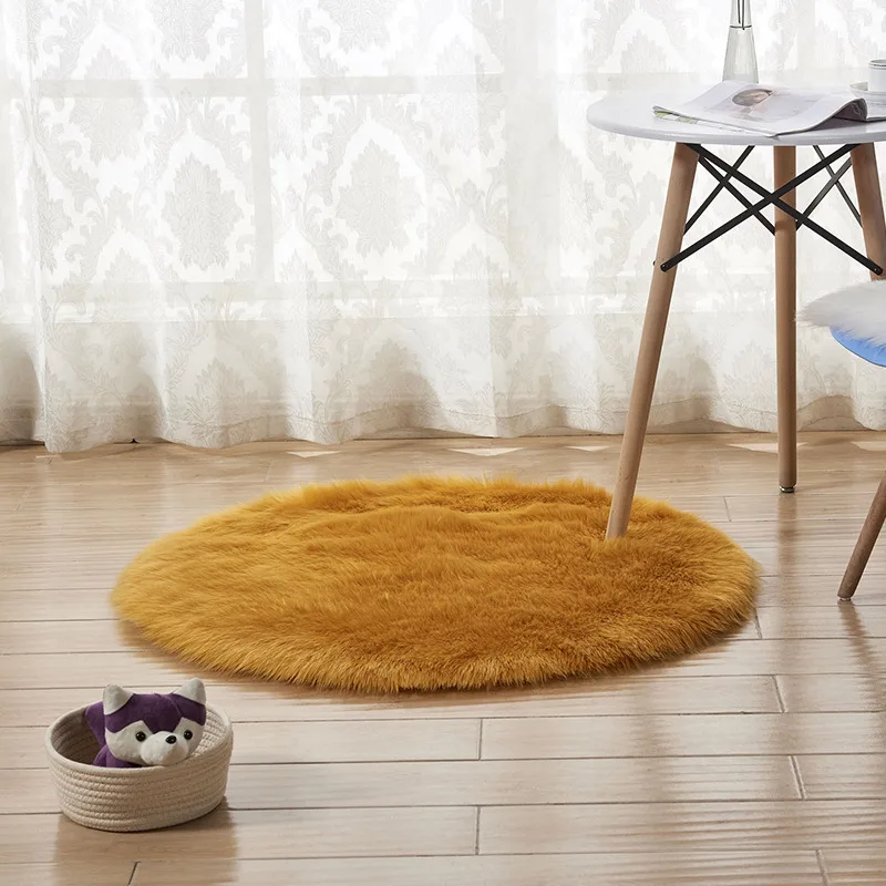 Style 9 Круговой искусственный коврик из овчины покрытие стула коврик для спальни искусственная шерсть Теплый Ковер с длинным ворсом сиденье Textil меховые коврики - Цвет: Style 9